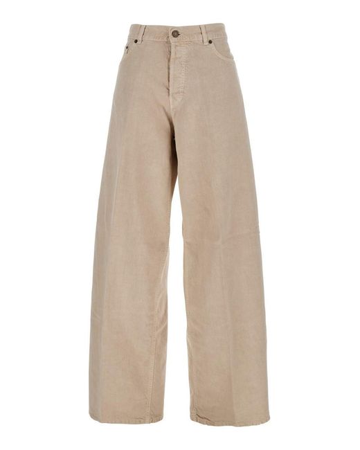 Haikure Natural Five Pocket Jeans With Logo Patch On The Back