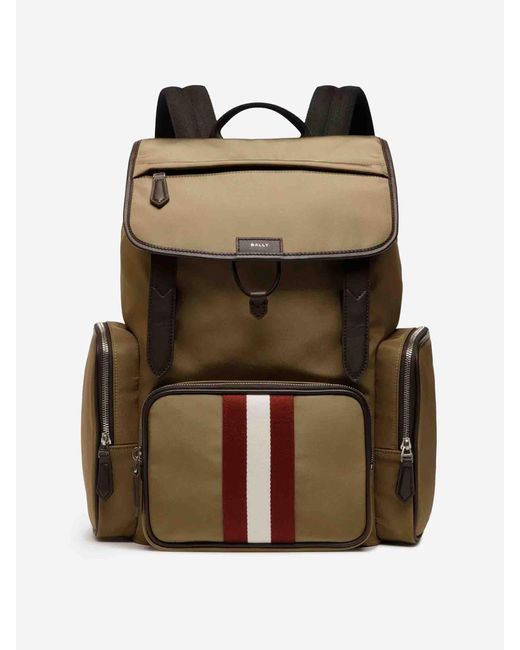 Bally Brown Code Nylon Backpack for men