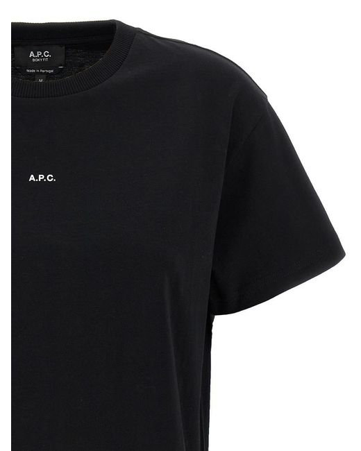 A.P.C. Black 'Boxy Micro Logo' T-Shirt