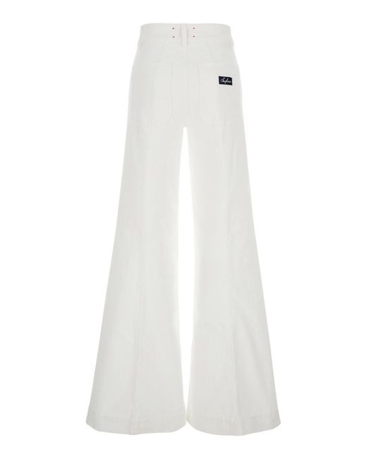 Seafarer White 'Jane' Pants With Patch Pockets On The Front And Logo Patch On The Back