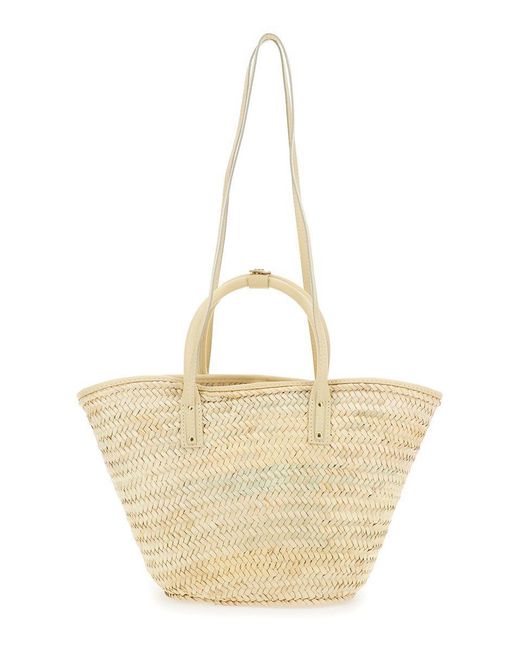 Jacquemus Natural 'Le Panier Soli' Handbag With Logo Lettering On The Front And All-Over Interwoven Motif
