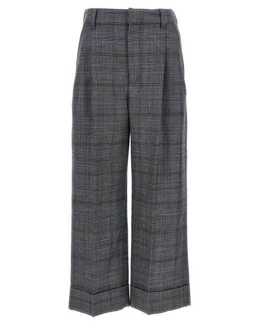 Brunello Cucinelli Gray Pied De Poule Wool Pants