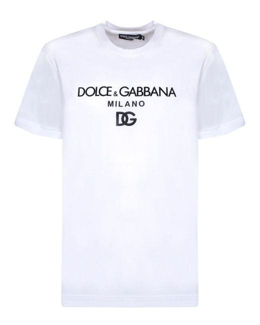 Dolce & Gabbana White T-Shirt With Dg Embroidery for men