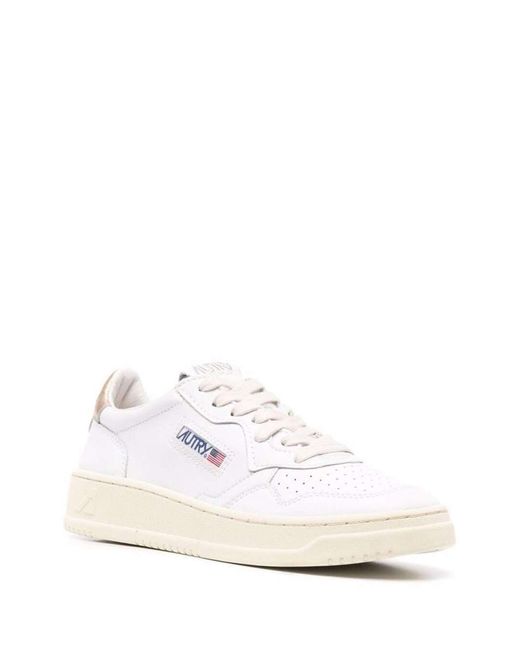 Autry White 'Medalist' Low Top Sneakers With Contrasting Heel Tab