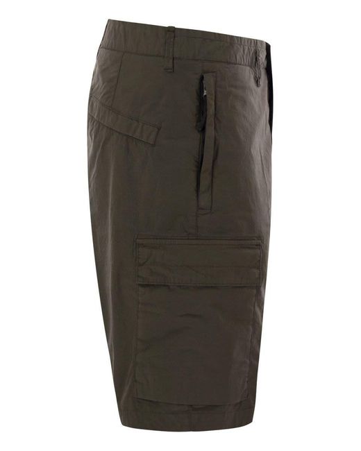 Stone Island Gray Stretch Cotton Canvas Bermuda Shorts for men