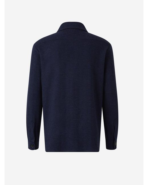 Harris Wharf London Blue Wool Shirt Jacket for men