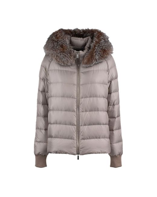 Moorer Brown Short Hazelnut Hood Matched With Down Jacket