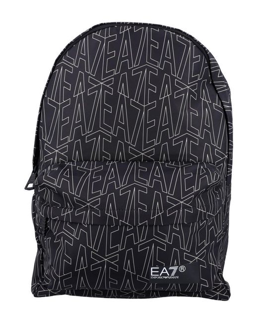 EA7 Blue Printed Backpack for men