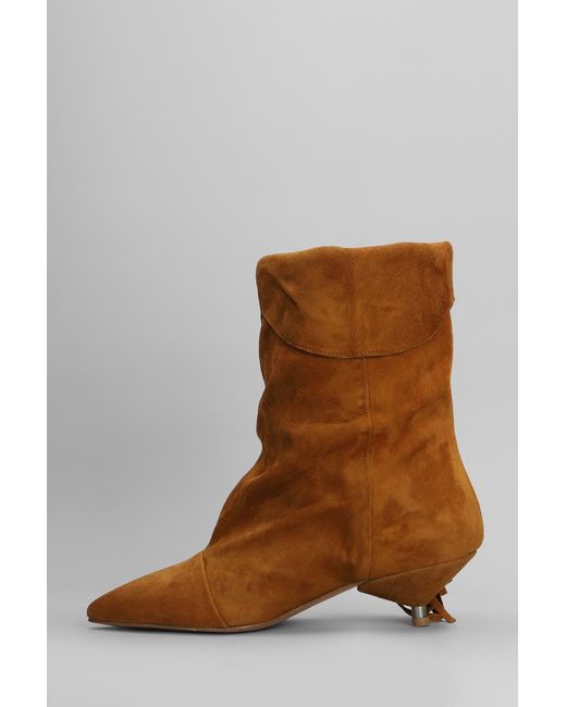 GISÉL MOIRÉ Brown Ariana Low Heels Ankle Boots