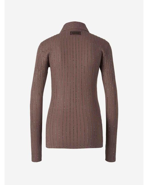 The Attico Brown Blouse Buttons Strass