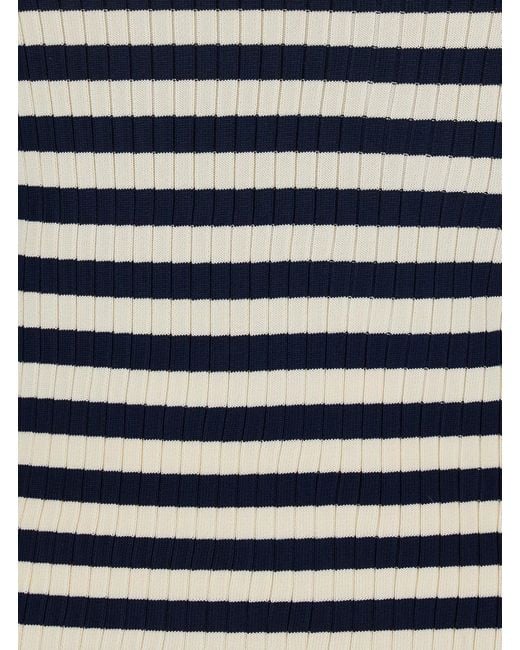 Twinset Blue And Top With Ribbed Design And All-Over Striped Motif