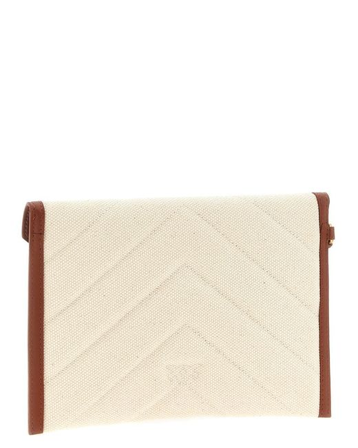 Pinko Natural Canvas Flat Clutch Bag