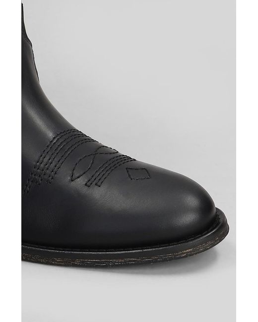 Via Roma 15 Black Texan Ankle Boots
