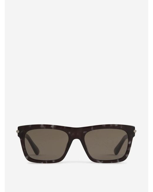 Alexander McQueen Gray Rectangular T-Bar Sunglasses for men