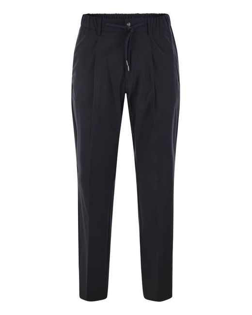 Herno Blue Tech Wool Trousers for men
