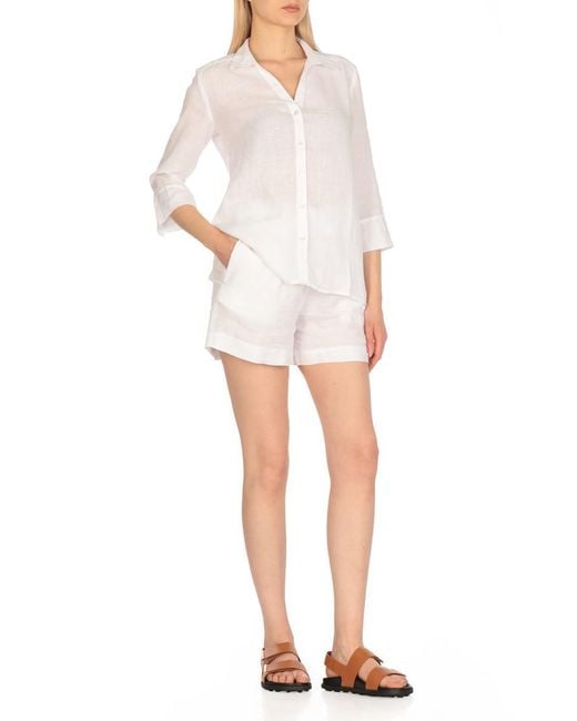 120% Lino White Shorts