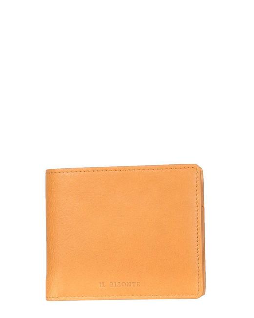 Il Bisonte Orange Leather Bifold Wallet for men