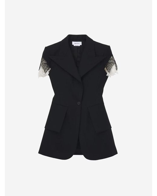 Alexander McQueen Black Wool Lace Blazer