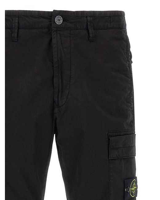 Stone Island Black Logo Badge Cargo Pants for men