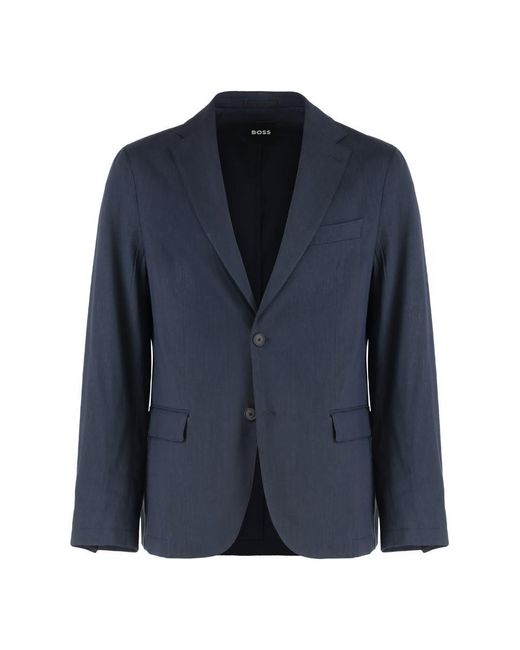 Boss Blue Single-Breasted Two-Button Jacket for men