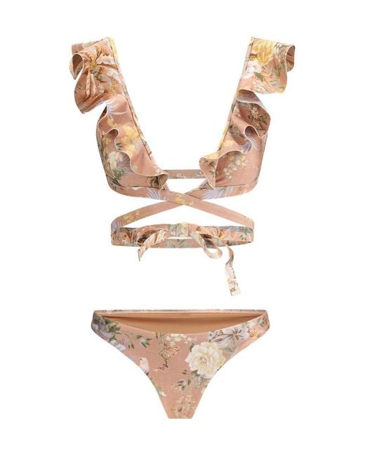 Zimmermann White Tallow Printed Bikini Set
