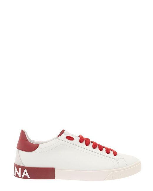 Dolce & Gabbana Pink 'Portofino' And Low Top Sneakers With Logo Patch for men