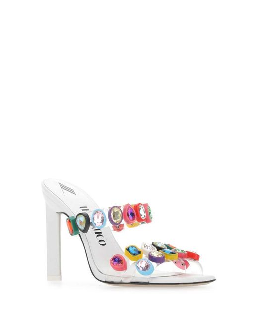 The Attico White Embellished Pvc Nanci Mules