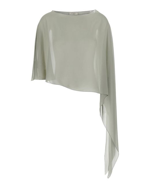 Antonelli Green 'Melone' Top With Boat Neckline And Asymmetric Design