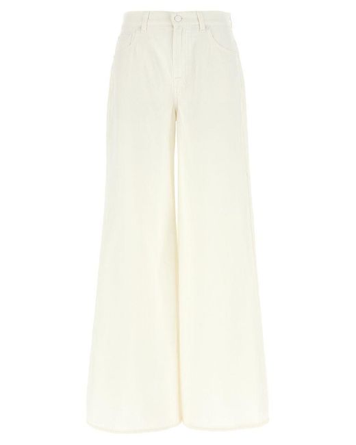 7 For All Mankind White Willow Flared Denim Jeans