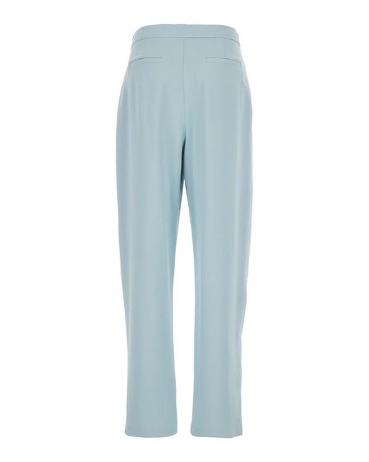 Pinko Blue Tailored Light Pants With Pleated Front Details