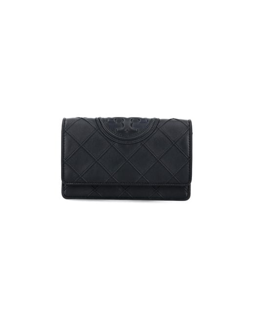 Tory Burch Black Fleming Chain Wallet