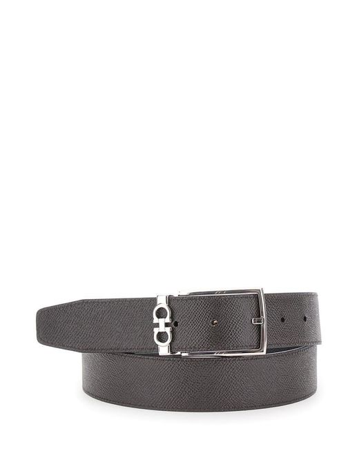 Ferragamo Gray Reversible Belt With Gancini Buckle Belt for men