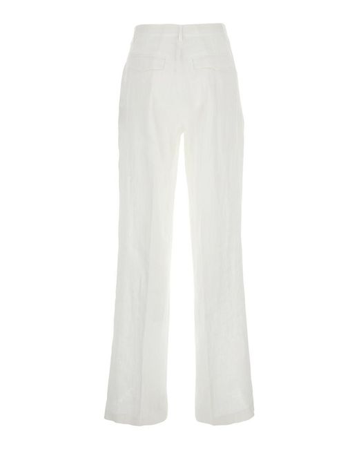 Semicouture White Pants With Belt Loops And Pence Details