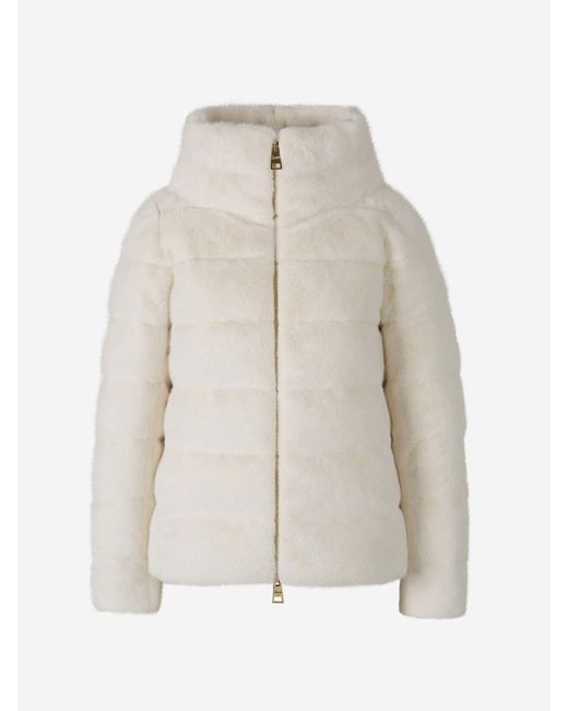Herno White Faux Fur Quilted Jacket