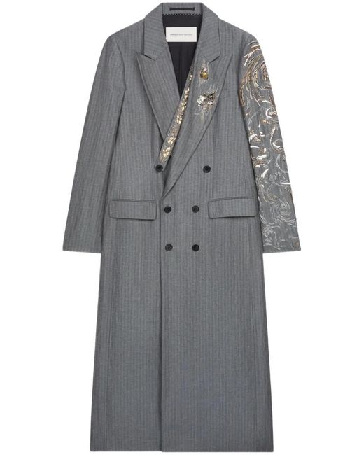 Dries Van Noten Gray Razon Bis Emb 1307 M.W.Coat Raf for men