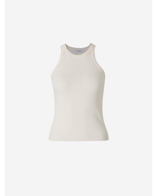 Max Mara White Top Punto Algodón