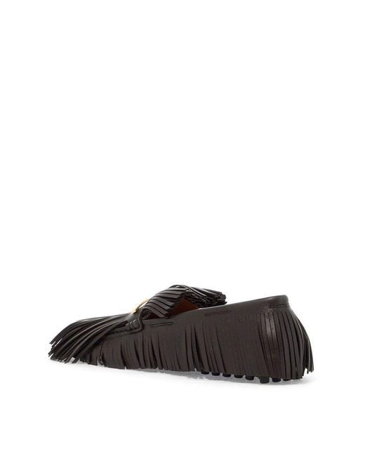 Tod's White 'Yorky' Loafers With Fringes