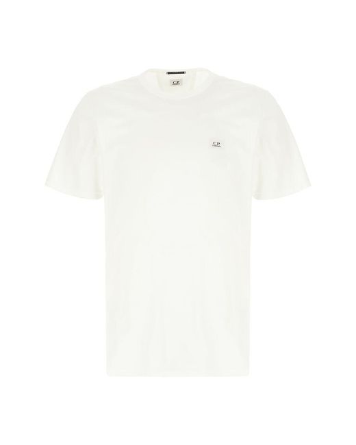C P Company White Cotton T-Shirt for men