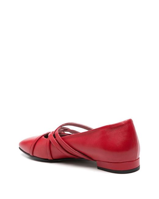 CAREL PARIS Red Eloise Leather Ballet Flats