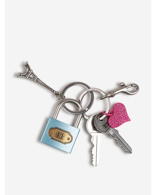 Balenciaga White Keyring Padlock