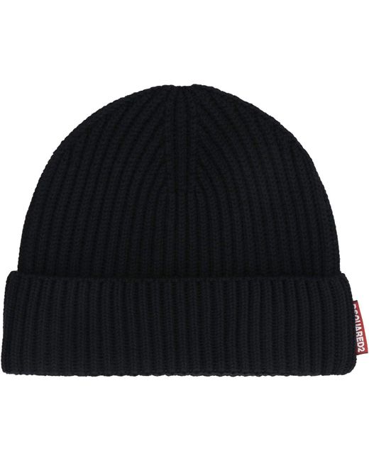 DSquared² Black Hat And Scarf Set for men