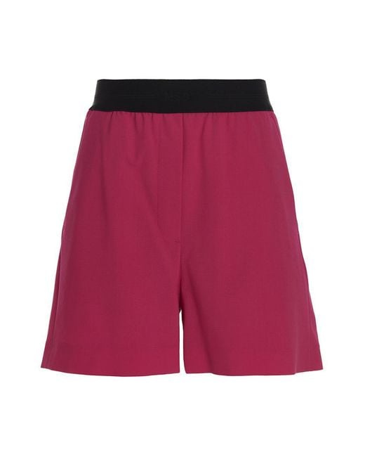 MSGM Red Wool Bermuda Shorts