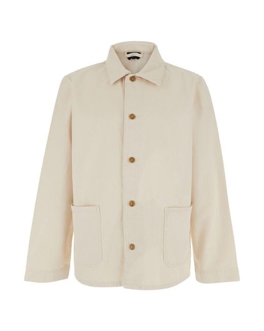 A.P.C. White 'Kerlouan' Jacket With Classic Collar And Front Button Closure for men