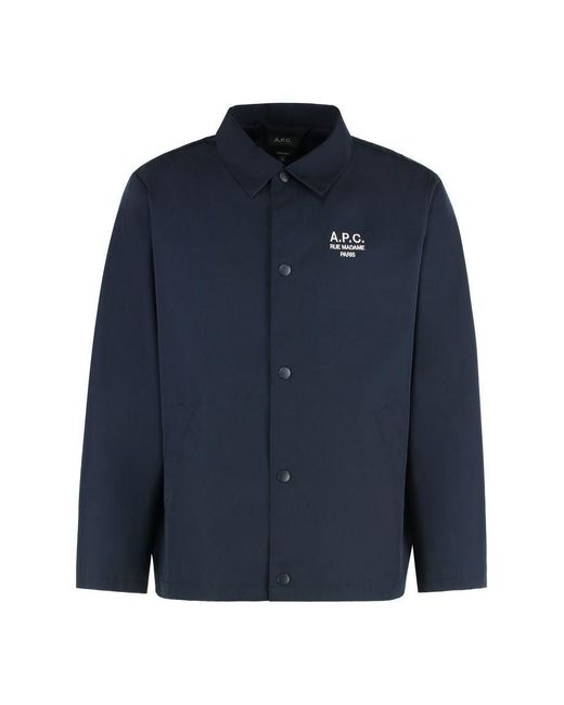 A.P.C. Blue Regis Cotton Blend Overshirt for men