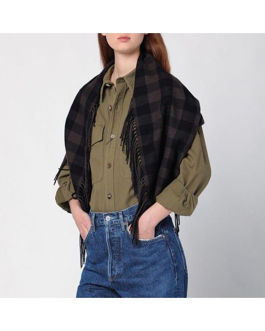 Destin Black Check And Shawl