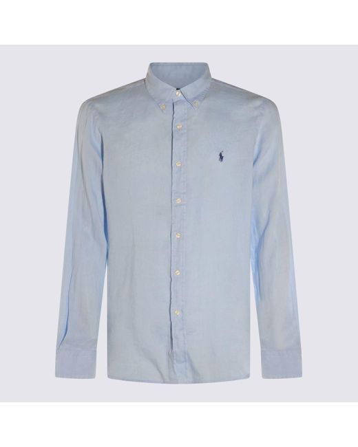 Polo Ralph Lauren Blue Light Linen Shirt for men