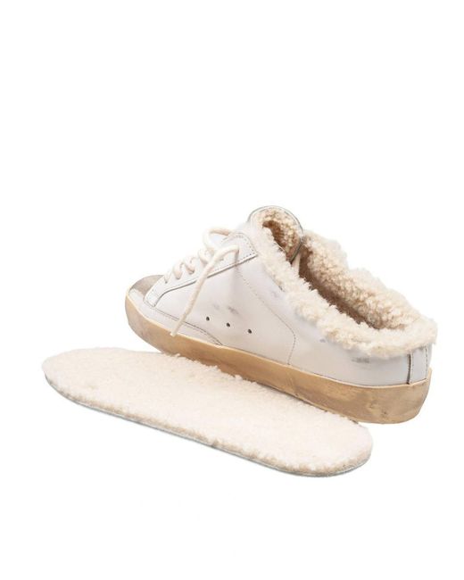 Golden Goose Deluxe Brand Brown Leather Clogs Covered With Glitter