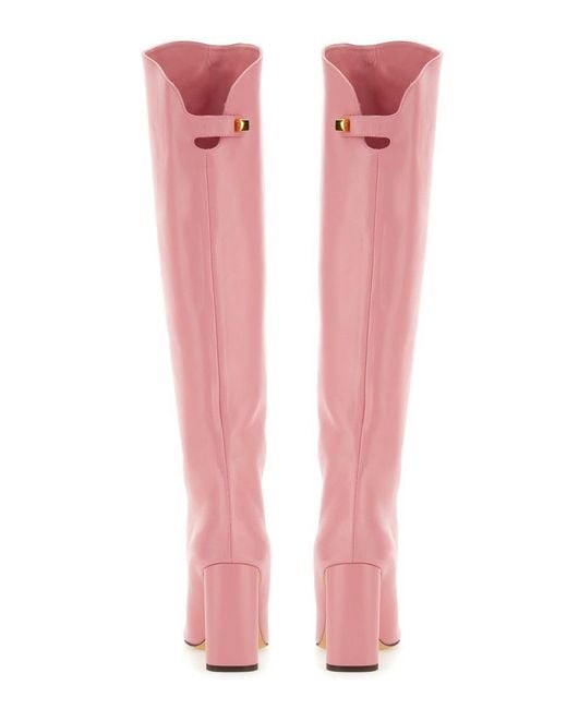 ロングブーツ SKORPIOS FW22 ADRIANA BOOT (ADRIANA_BUBBLEGUMPINK) Adriana high-heel Nappa purple leather boots - Maison