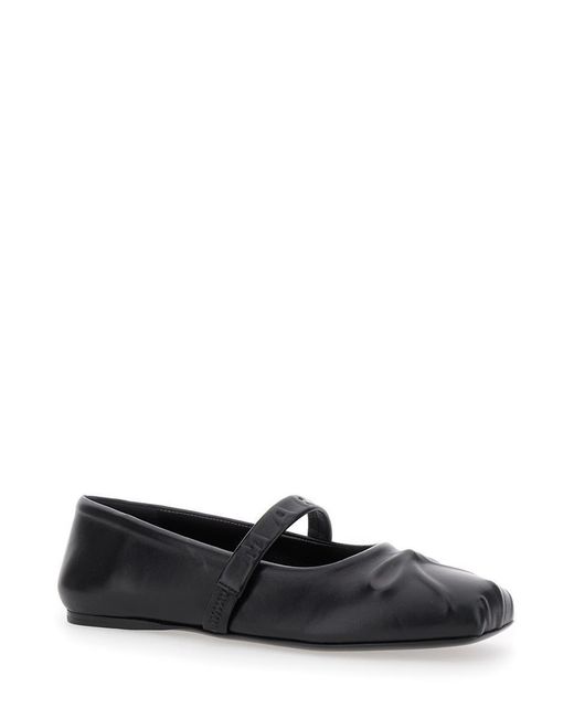 Marni White Ballerinas With Embossed Bow Detail On The Front
