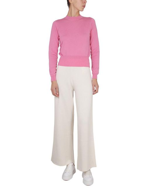 Ballantyne Pink Cashmere Crewneck Sweater